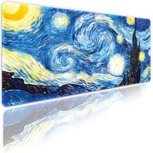 MarkEntegra Kaymaz Oyun Klavye Mouse Pad 70X30CM - Van Gogh Yıldızlı Gece Tasarımı