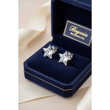 Begonia Accessories 925 Ayar Gümüş Yıldız Kesim Zirkon Tek Taş Küpe – Unisex Küpe | Alerji Yapmaz, Günlük & Şık | 1 Çift