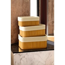 3'lü Bambu Sepet Seti, Dikdörtgen Çok Amaçlı Organizerler