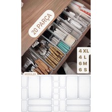20 Parça Modüler Mutfak Çekmece Organizer Seti, Kaşıklık ve Bıçaklık