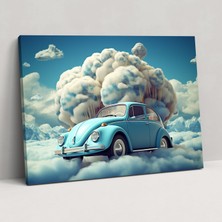 Popcas Hayalperest Volkswagen Beetle Kanvas Tablo - Volkswagen Beetle Duvar Dekorasyonu Duvar Sanatı Hayalperest Bulut Manzarası