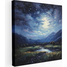 Popcas Yıldızlı Gece Yıldız Haritası Duvar Sanatı - Yıldız Haritası Kanvas Tablo Yıldız Haritası Yağlı Boya