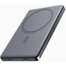 Hype Store Joyroom JR-PBM08 20W 5000MAH Ultra Ince Metal Manyetik Kablosuz Power Bank - Uzay Grisi