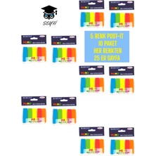 5 Renk Post-It 10 Paket Her Renkten  25 Er Sayfa