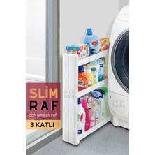 3 Katlı Tekerlekli Çok Amaçlı Raf, Beyaz, Şık ve Kullanışlı Tasarım