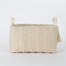 Renkli ve Şık Püsküllü Kumaş Sepet, Ev Dekorasyonu Için Ideal Seçenek