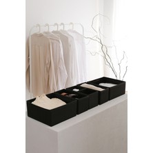 6'lı Siyah Dolap Çekmece Organizeri, Çocuk Odası Saklama Kutusu