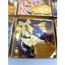 SHR Tasarım 10 Adet Melek Figürlü Ayetel Kürsi Magnet Inci Tesbih Bebek Mevlüdü Hediyelik Kutulu