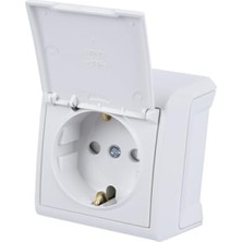 MarkEntegra Topraklı Priz Çarpma Koruma Özellikli Beyaz Kapaklı