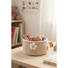Renkli Çiçek Desenli Çok Amaçlı Dekoratif Sepet 20X10 cm
