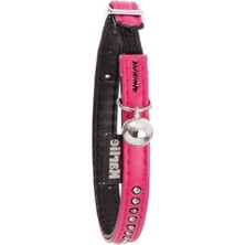 MarkEntegra Şık Pembe Deri Kedi Boyun Tasması, 30 cm