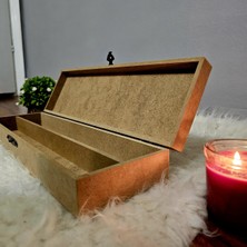 Ahşap Dikdörtgen 2 Bölmeli Tespih Şiş Kutusu, Hobi ve Boyama Için Mükemmel