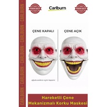 Carlburn #maske Gerçekçi Ürkütücü Halloween Kostüm Sahne Hareketli Çene Mekanizmalı Kırmızı Korku Maskesi
