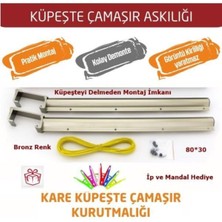 Dikdörtgen Balkon Çamaşır Kurutma Askısı 80X30 Bronz Renk