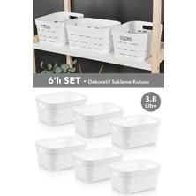 6'lı Delikli Piramit Saklama Kutusu, Dolap Içi Düzenleyici, Beyaz