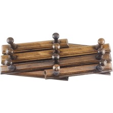 Koyu Ahşap 10 Bölmeli Akordiyon Askı, Pratik ve Şık Depolama Çözümü