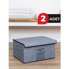 Şık Keçe Kapaklı Maxi Kutu 47X37X24 Cm, Çok Amaçlı Saklama Çözümü