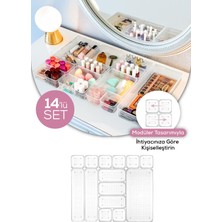 14 Parça Takı ve Makyaj Düzenleyici, Kozmetik Aksesuar Organizer