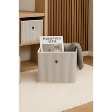 Çizgili Kumaş Raf Organizer Seti, Katlanabilir Saklama Kutusu, Çok Amaçlı Düzenleyici