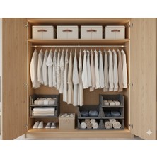 3'lü Antrasit Modüler Raf Seti, Kayar Mekanizmalı Dolap Içi Düzenleyici