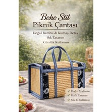 Modern Piknik Dokuma Sepet, Hasır Saklama Çantası ve Organizer