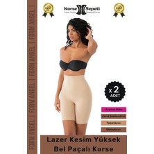 Carlburn #korse Kaymayı Önleyen 2 Beden Küçülten Toparlayıcı Lazer Kesim Yüksek Bel Paçalı Korse - 2 Adet