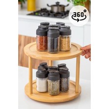 Bambu 2 Katlı Döner Sunumluk ve Baharatlık Standı, Şık ve Pratik Kullanım