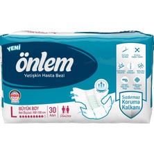 Önlem Large Yetişkin Hasta Bezi 30 Adet Nefes Alan Yan Yüzey ve Sızdırmaz Koruma Kalkanı ile