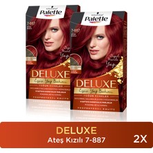 Palette Deluxe Saç Boyası Yoğun Renkler 7-887 Ateş Kızılı Krem Formda Derinlemesine Bakım