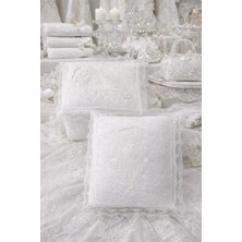 Dilex DİLEX Kadife Fransız Dantel Detaylı Çeyizlik Hurç Seti Ekru 2'li Gelin Bohçası Hurç Seti Astarlı Fermuarlı