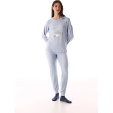 Penti Açık Mavi Magic Soft Termal Etkili Uzun Kollu Pijama Takımı