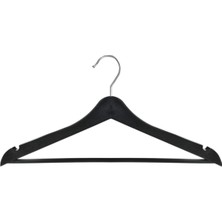 Ahşap Görünümlü 12 Adet Siyah Plastik Elbise Askısı Seti