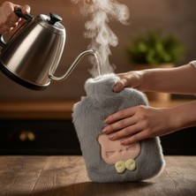 Belle Fusion Papyonlu Kedi Figürlü Mavi Peluş Sıcak Su Torbası 1 Litre