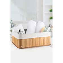 Katlanabilir Doğal Bambu Dikdörtgen Sepet 27X38X18, Astarlı, Çok Amaçlı