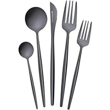 MarkEntegra 30 Parça Çatal Kaşık Bıçak Takımı, 6 Kişilik, Siyah