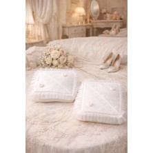 Dilex DİLEX Ekru Aplikli Çeyizlik Hurç Seti 2’li Süngerli Kalın Fermuarlı Gelin Bohçası ve Çeyiz Hurcu