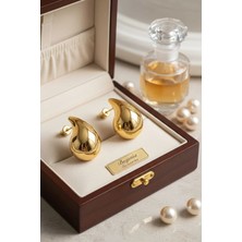Begonia Accessories Vıpçelik Altın Kaplama Bottega Küpe–paslanmaz,kararmaz,alerji Yapmaz|ultra Hafif Lüks Tasarım|1 Çift