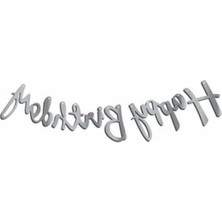 MarkEntegra Gümüş Renk Doğum Günü Banner - Happy Birthday