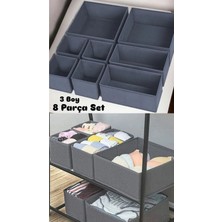 Çekmece Içi Organizer Seti, 8'li, Antrasit, Şeffaf, Çok Amaçlı, Düzenleyici