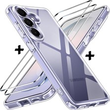 M.TK Moveteck Samsung Galaxy S26 Plus Kılıf Kamera Çıkıntılı Korumalı Yumuşak Şeffaf Silikon + 9h Ekran Koruyucu Cam Set 2in1