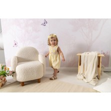 Noynoy Bebek Bebikim Kız Bebek Sarı Çiçek Nakışlı Triko Üstlü Şortlu Tulum ve Bandana Takımı