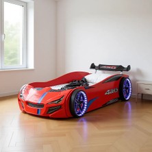 Setay Merso Rüzgarlıklı Full Ledli Arabalı Yatak 90 x 190 cm Kırmızı