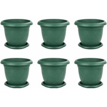 Omnipazar SO-D004 6 Adet Damla Desen Tabaklı Saksı Takımı 2.2 Litre No:4 Yeşil