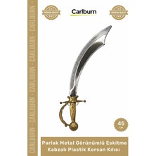 Carlburn #hediye Kostüm Parti Oyuncak Parlak Metal Görünümlü Eskitme Kabzalı Plastik Korsan Kılıcı - 45 cm