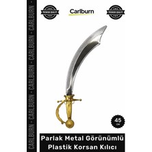 Carlburn #hediye Korsan Kostüm Parti Sahne Oyuncak Hediye Parlak Metal Görünümlü Plastik Korsan Kılıcı 45 cm