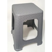 Rivera Tech Rvttc 4  Adet Büyük Gri  Kir Tutmaz 45 cm Tabure Hasır Örgü Yemek Masası Oturak Alt Kuşaklı