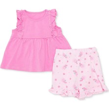 Hellobaby Kız Bebek Bluz-Şort Çiçek Baskılı Bisiklet Yaka Atlet Reçme