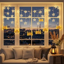 ForWhat Büro Ev Ofis Dekoru Için 3mt Fişli Sarı Cami Yıldız Dini Stil LED Perde Işık