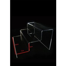 3 Kademeli Şeffaf Pleksi Merdiven Ürün Sergileme Standı 25 cm