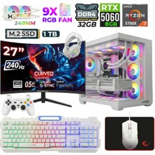 Xaser Sword X55 Ryzen 7 5700X 32GB Ram 1tb M.2 Nvme SSD 8gb RTX5060 Sıvı Soğutmalı 27" 240Hz Oyuncu Tavsiye Sistem
